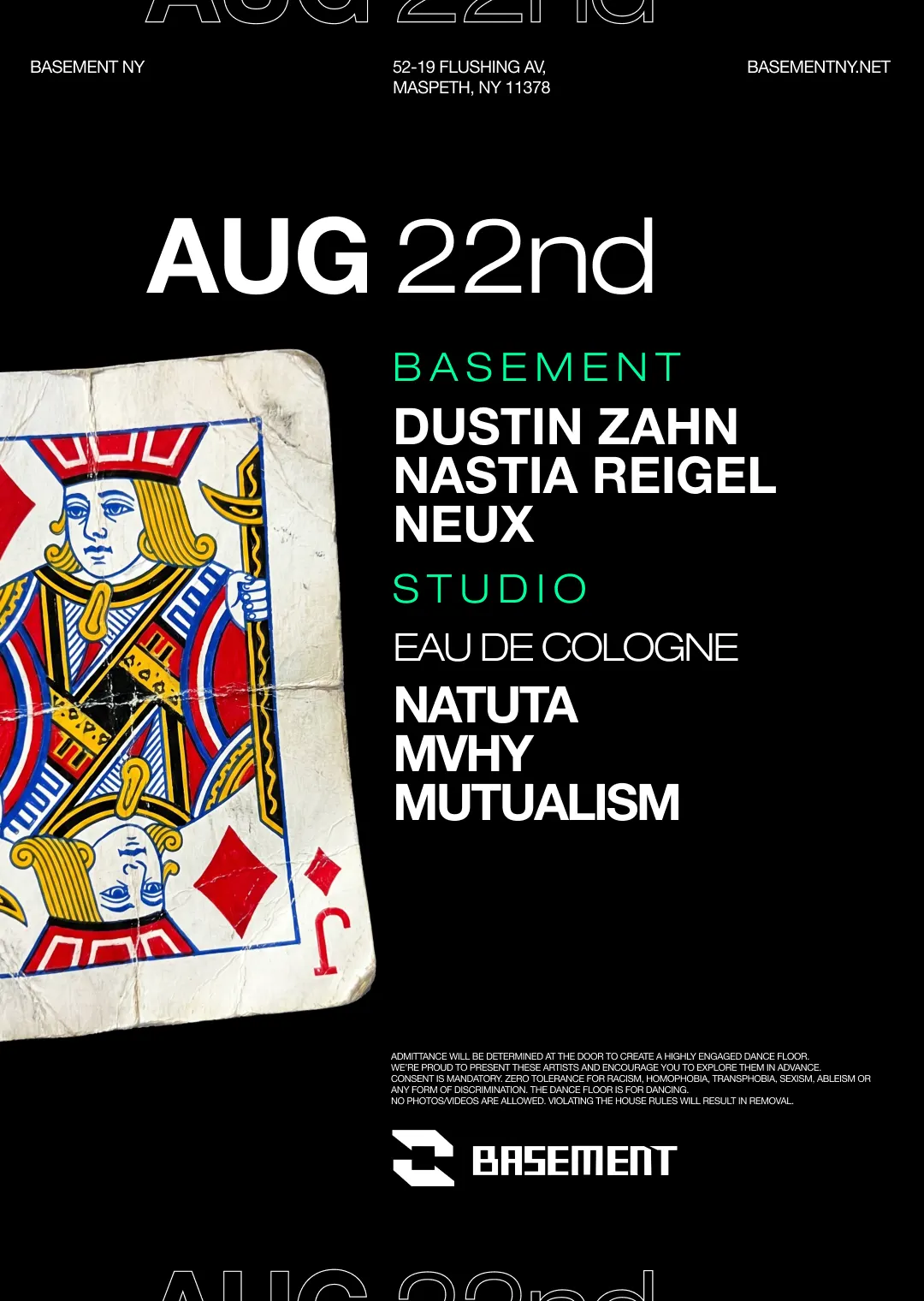 Poster for Dustin Zahn / Nastia Reigel / NEUX / / Eau De Cologne: Natuta / MVHY / Mutualism